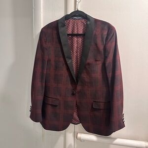 Paisley & Gray Black and Burgundy Checkered Blazer
